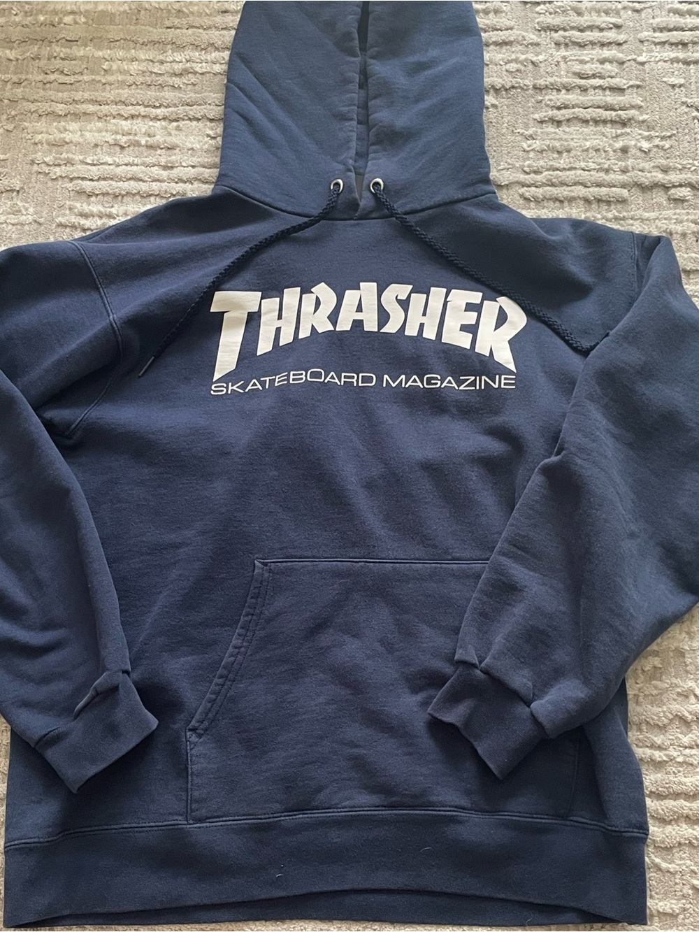Thrasher Navy Crewneck Sweatshirt with White Logo - Men's